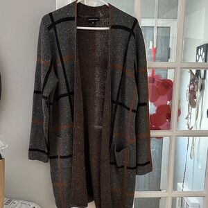 Fortune + Ivy Women's Gray and Brown Open Front Cardigan size xl